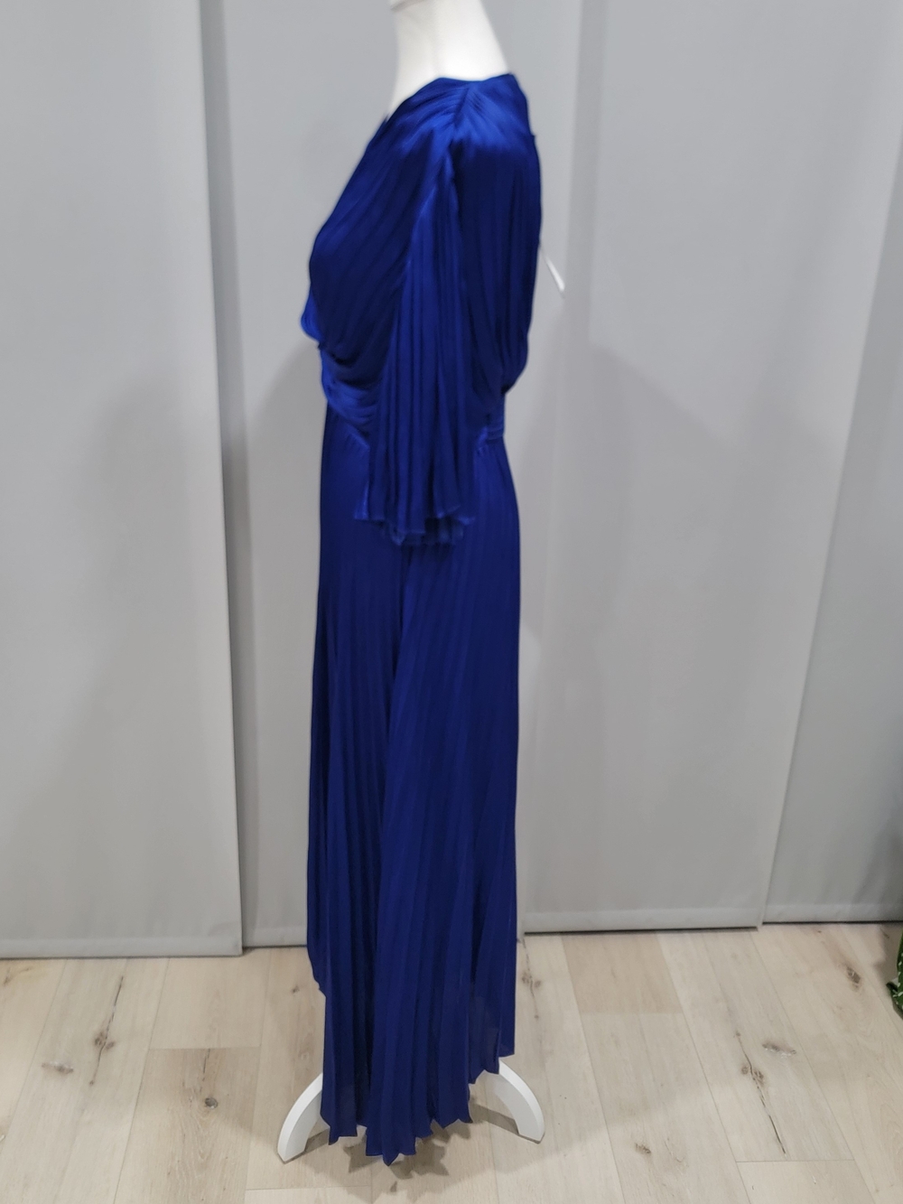 Joseph Ribkoff Cobalt Blue Pleated V-Neck Maxi Dress - Picture 5 of 8